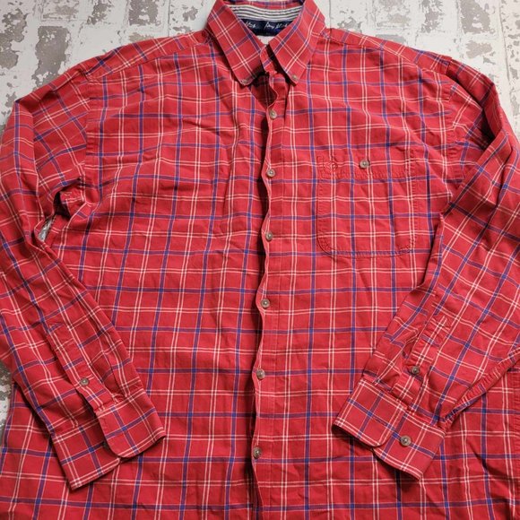 2401 Wrangler George Strait Cowboy Cut Collection Red Plaid‎ LS Button Down XL - Picture 1 of 5